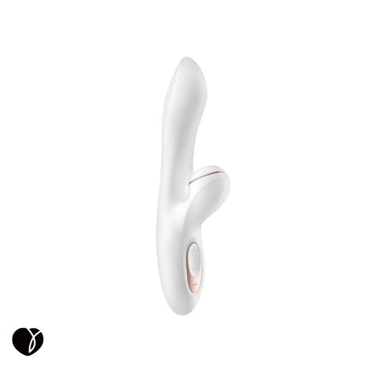Satisfyer Pro G-Spot Rabbit vibrator in white with ergonomic silicone design and dual stimulation features
