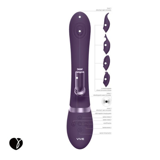 Close-up of Vive ETSU vibrator showing interchangeable silicone clitoral heads
