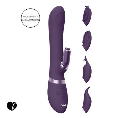 Vive ETSU purple rabbit vibrator with four interchangeable clitoral sleeves